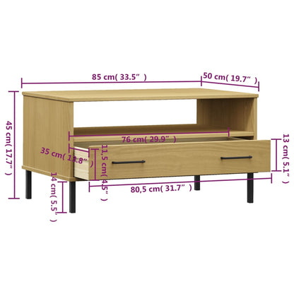 Salongbord med metallben brun 85x50x45 cm heltre OSLO
