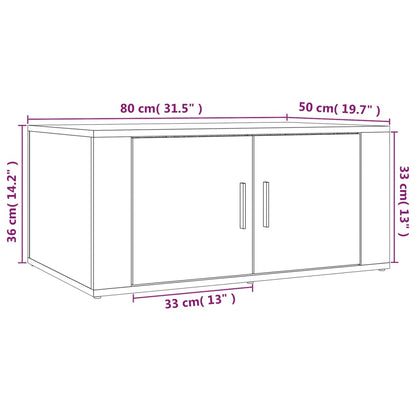 Salongbord hvit 80x50x36 cm konstruert tre
