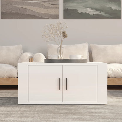 Salongbord høyglans hvit 80x50x36 cm konstruert tre