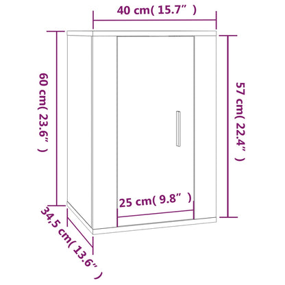 Vegghengt TV-benk brun eik 40x34,5x60 cm