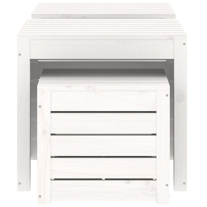 Hagekassesett hvit 3 deler heltre furu