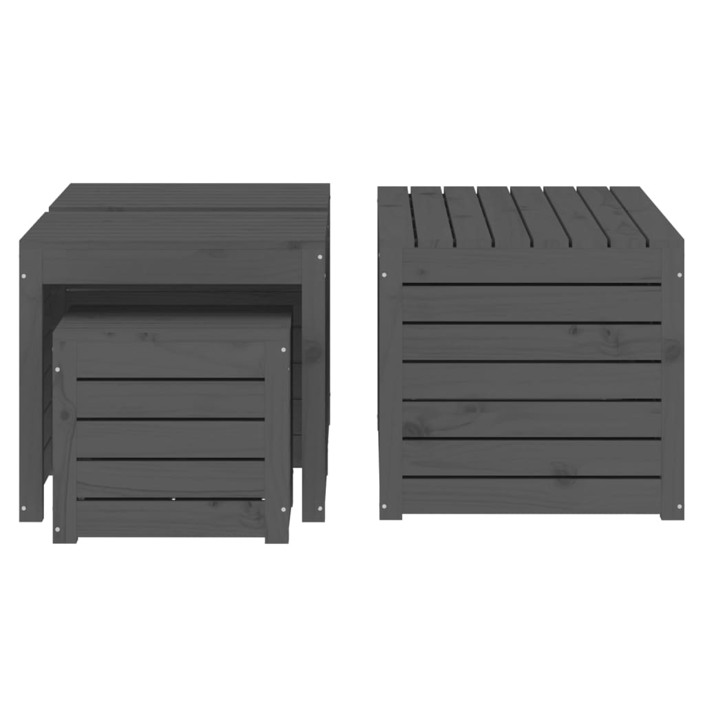 Hagekassesett 4 deler grå heltre furu