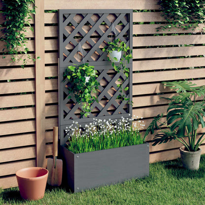 Blomsterkasse med espalier grå 65x33x135 cm WPC