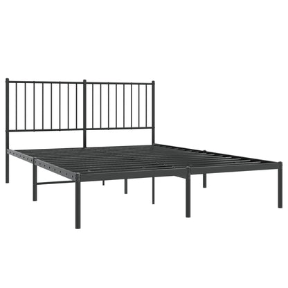 Sengeramme i metall med sengegavl svart 140x200 cm