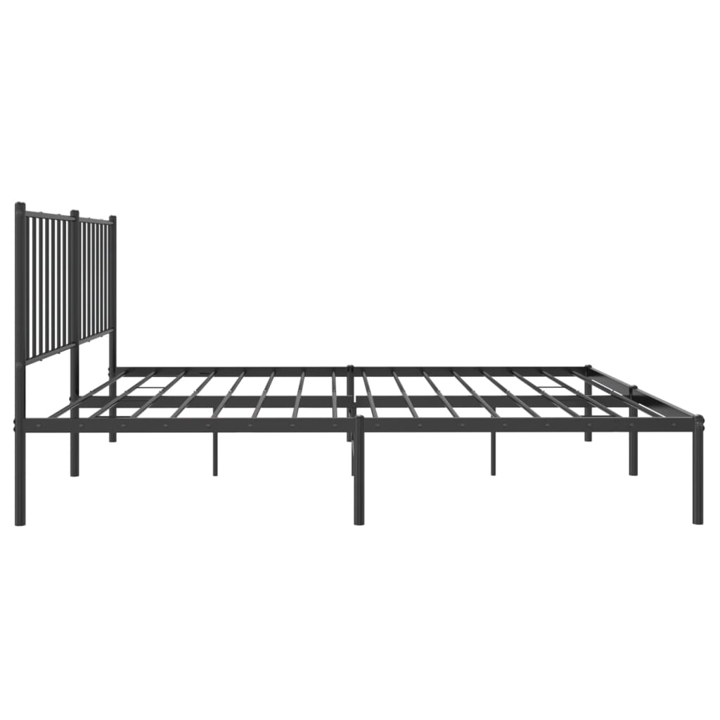 Sengeramme i metall med sengegavl svart 140x200 cm