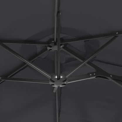 Hageparasoll dobbelt hode med LED svart 316x145 cm