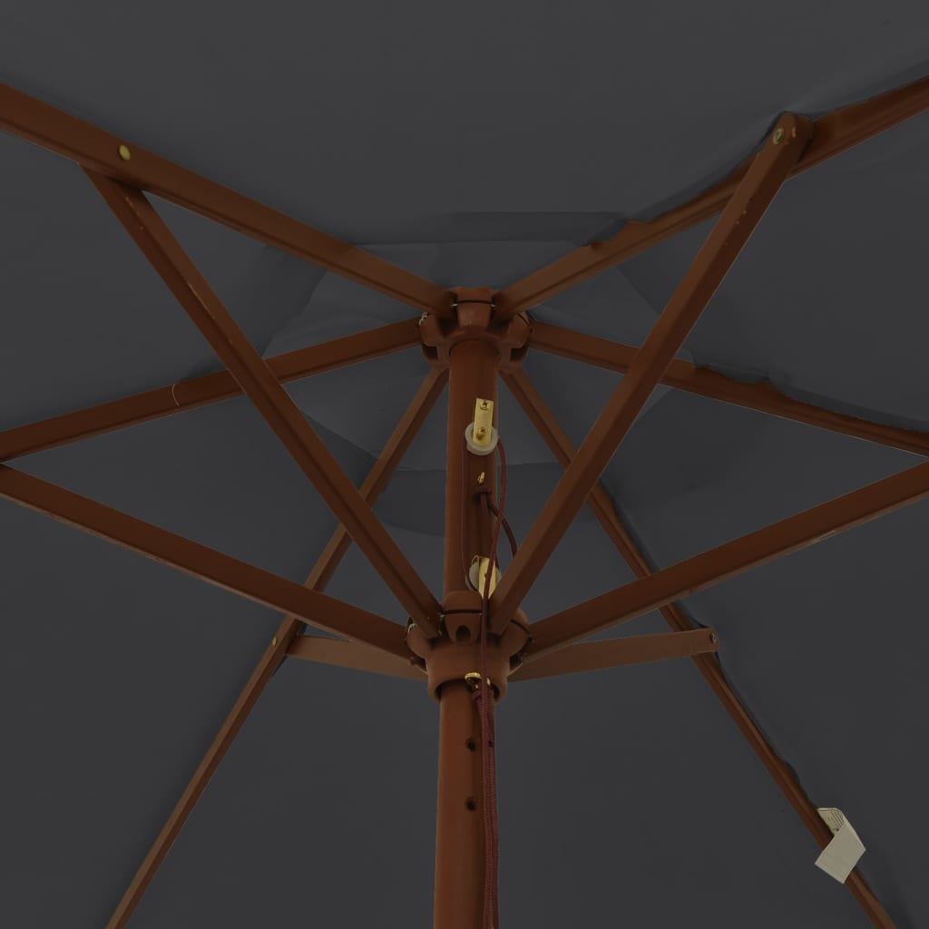 Hageparasoll med trestang svart 196x231 cm