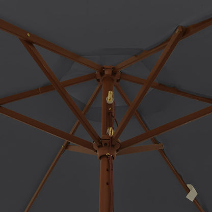 Hageparasoll med trestang svart 196x231 cm