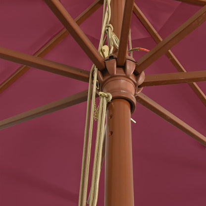 Hageparasoll med trestang vinrød 400x273 cm