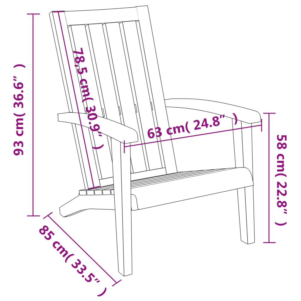 Adirondack hagestoler 2 stk svart polypropylen