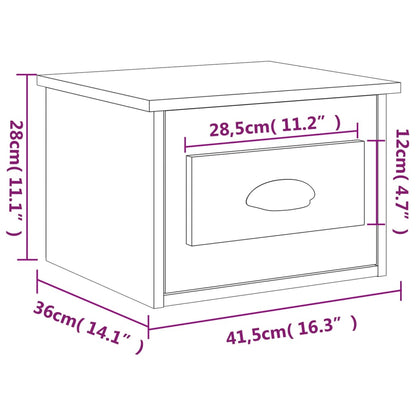 Veggmonterte nattbord 2 stk hvit 41,5x36x28 cm