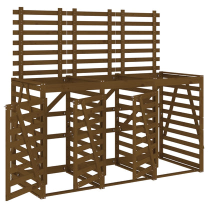 Trippelt søppeldunkskur honningbrun heltre furu