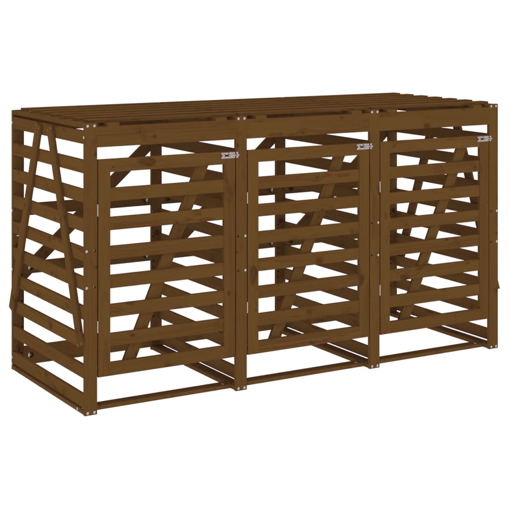 Trippelt søppeldunkskur honningbrun heltre furu