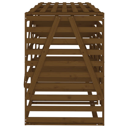 Trippelt søppeldunkskur honningbrun heltre furu