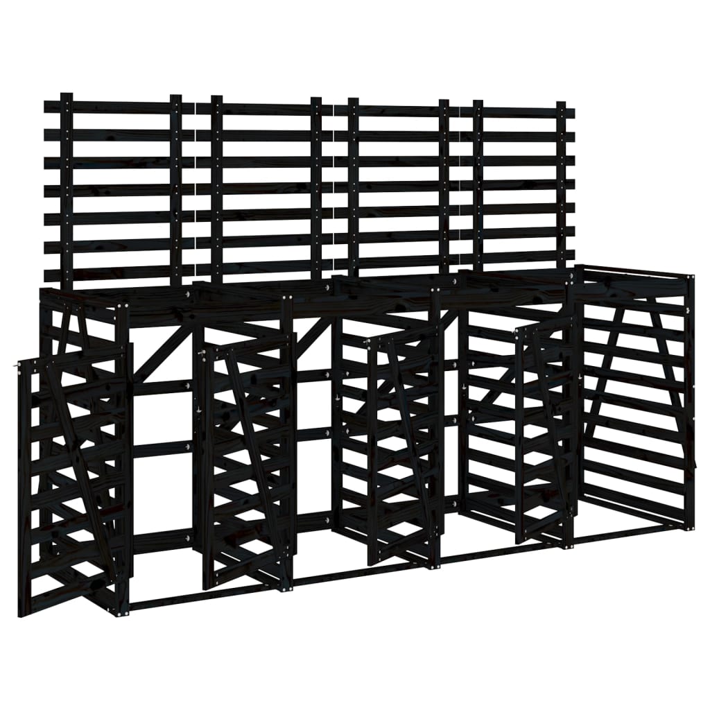 Firedobbelt søppeldunkskur svart heltre furu