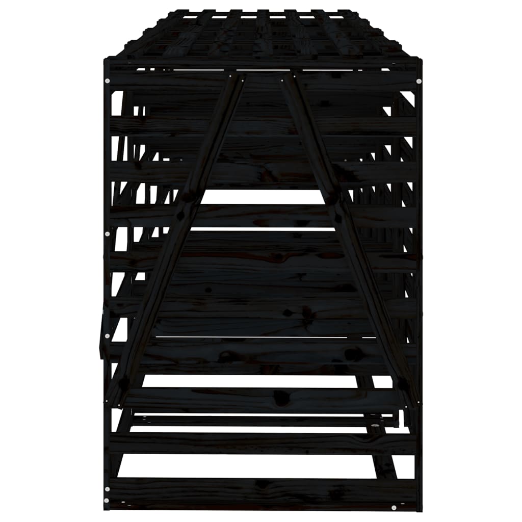 Firedobbelt søppeldunkskur svart heltre furu