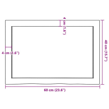 Benkeplate til bad 60x40x(2-4) cm ubehandlet heltre