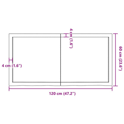 Benkeplate til bad 120x60x(2-4) cm ubehandlet heltre