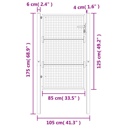 Hageport antrasitt 105x175 cm stål