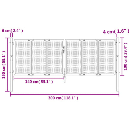 Hageport antrasitt 300x150 cm stål