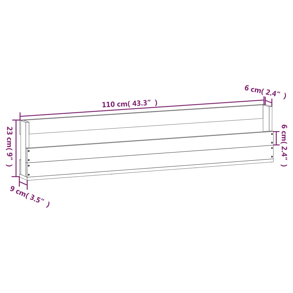 Veggmonterte skohyller 2 stk 110x9x23 cm heltre furu