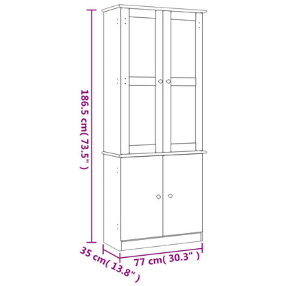 Vitrine ALTA 77x35x186,5 cm heltre furu