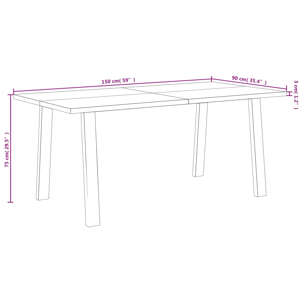 Spisebord 150x90x75 cm heltre akasie