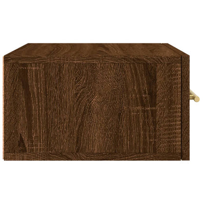 Veggmonterte nattbord 2 stk brun eik 35x35x20 cm