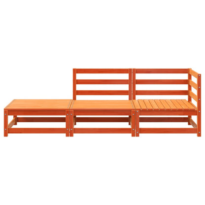 Hagesofa med fotskammel 2-seters voksbrun heltre furu