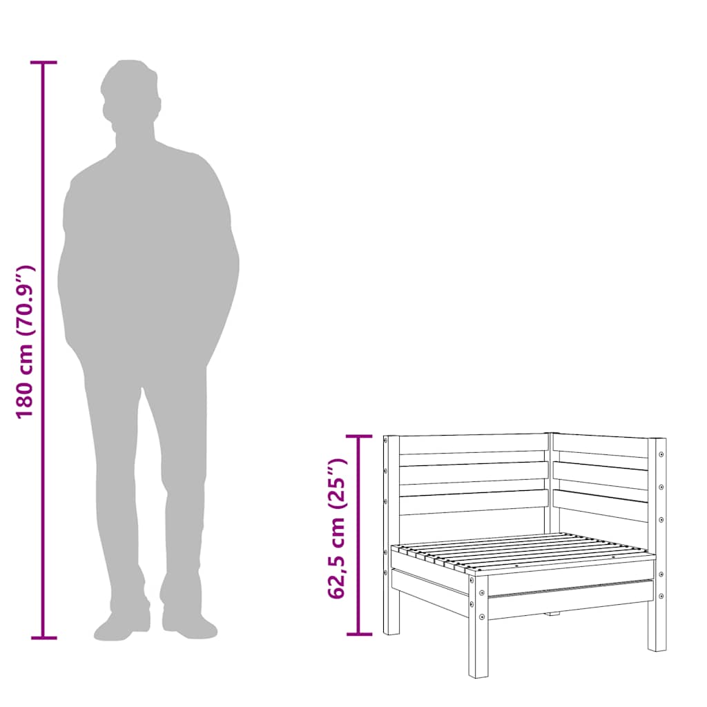 Hagesofa 2-seters med fotskammel impregnert tre furu