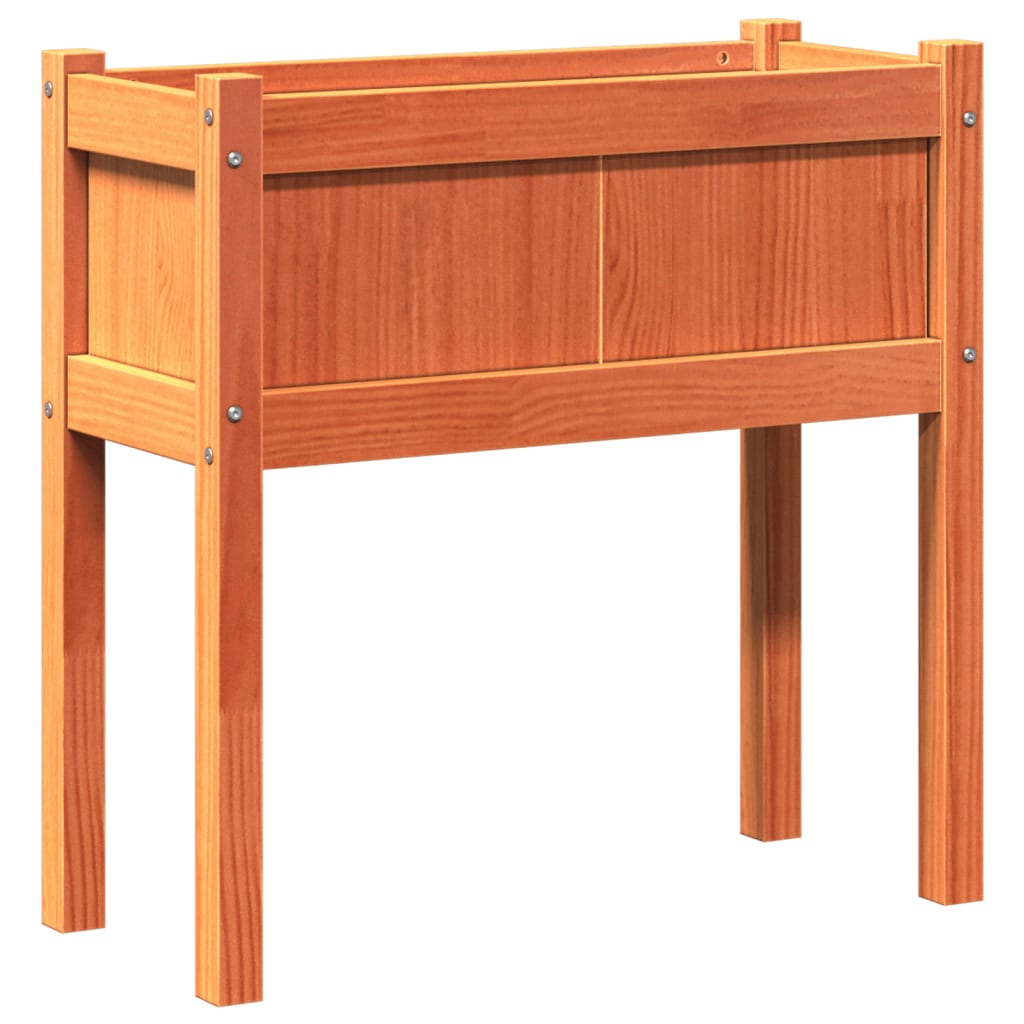 Hageplantekasse med ben voksbrun 70x31x70 cm heltre furu