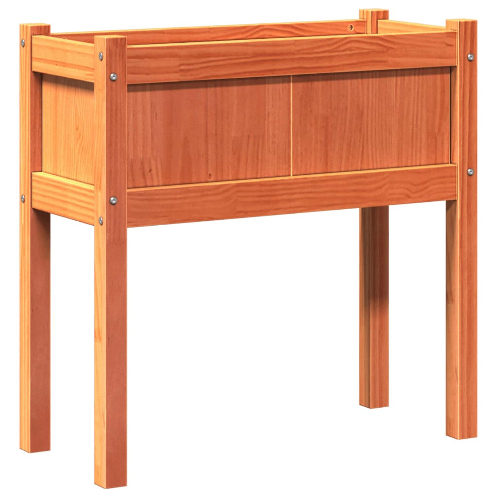 Hageplantekasse med ben voksbrun 70x31x70 cm heltre furu