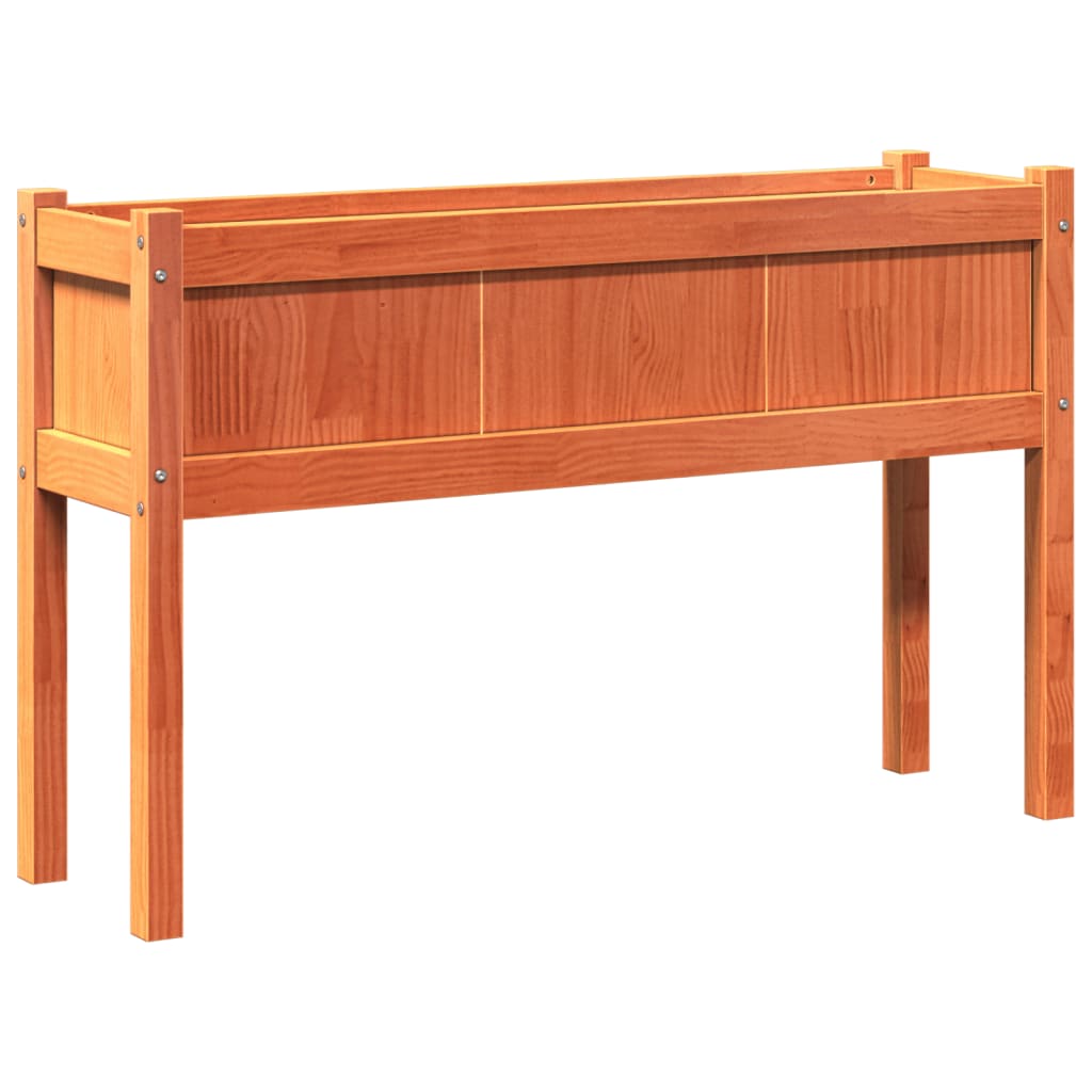 Hageplantekasse med ben voksbrun 110x31x70 cm heltre furu