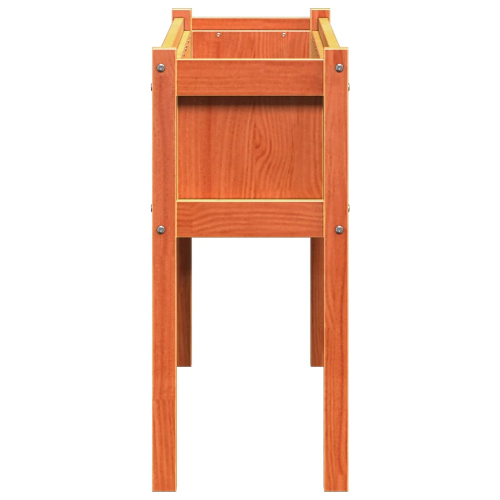 Hageplantekasse med ben voksbrun 110x31x70 cm heltre furu