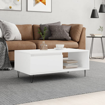 Salongbord hvit 90x50x36,5 cm konstruert tre