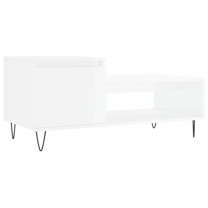 Salongbord høyglans hvit 100x50x45 cm konstruert tre