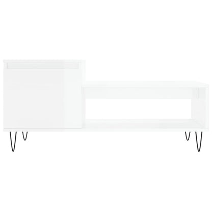 Salongbord høyglans hvit 100x50x45 cm konstruert tre
