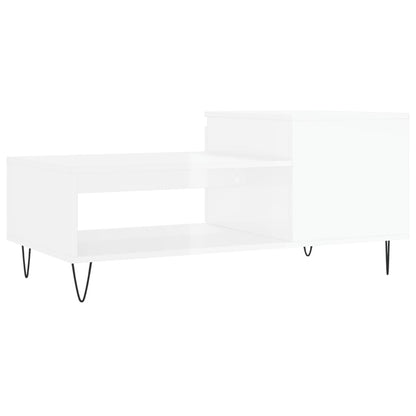 Salongbord høyglans hvit 100x50x45 cm konstruert tre