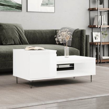 Salongbord høyglans hvit 100x50x45 cm konstruert tre