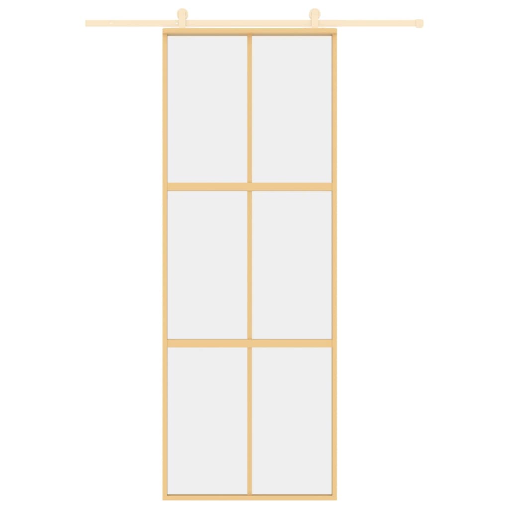 Skyvedør gull 76x205 cm gjennomsiktig ESG glass og aluminium