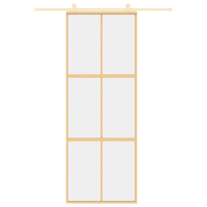 Skyvedør gull 76x205 cm gjennomsiktig ESG glass og aluminium