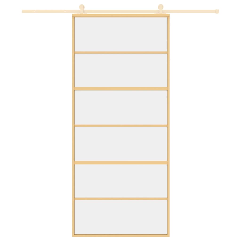 Skyvedør gull 90x205 cm gjennomsiktig ESG glass og aluminium