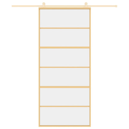 Skyvedør gull 90x205 cm gjennomsiktig ESG glass og aluminium