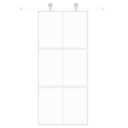 Skyvedør hvit 90x205 cm herdet glass og aluminium