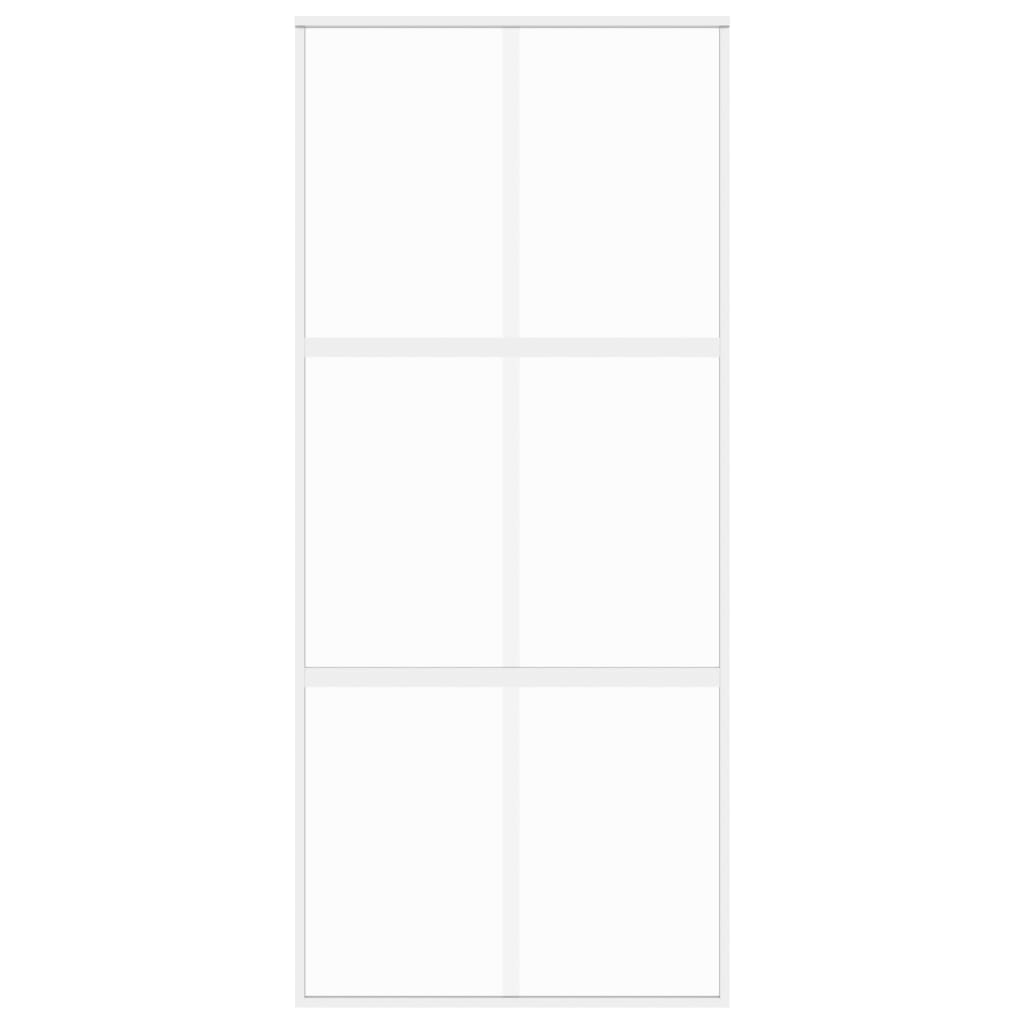 Skyvedør hvit 90x205 cm herdet glass og aluminium