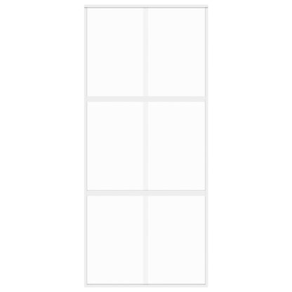 Skyvedør hvit 90x205 cm herdet glass og aluminium