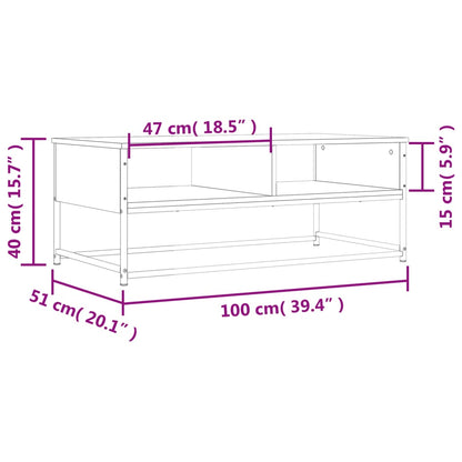 Salongbord røkt eik 100x51x40 cm konstruert tre