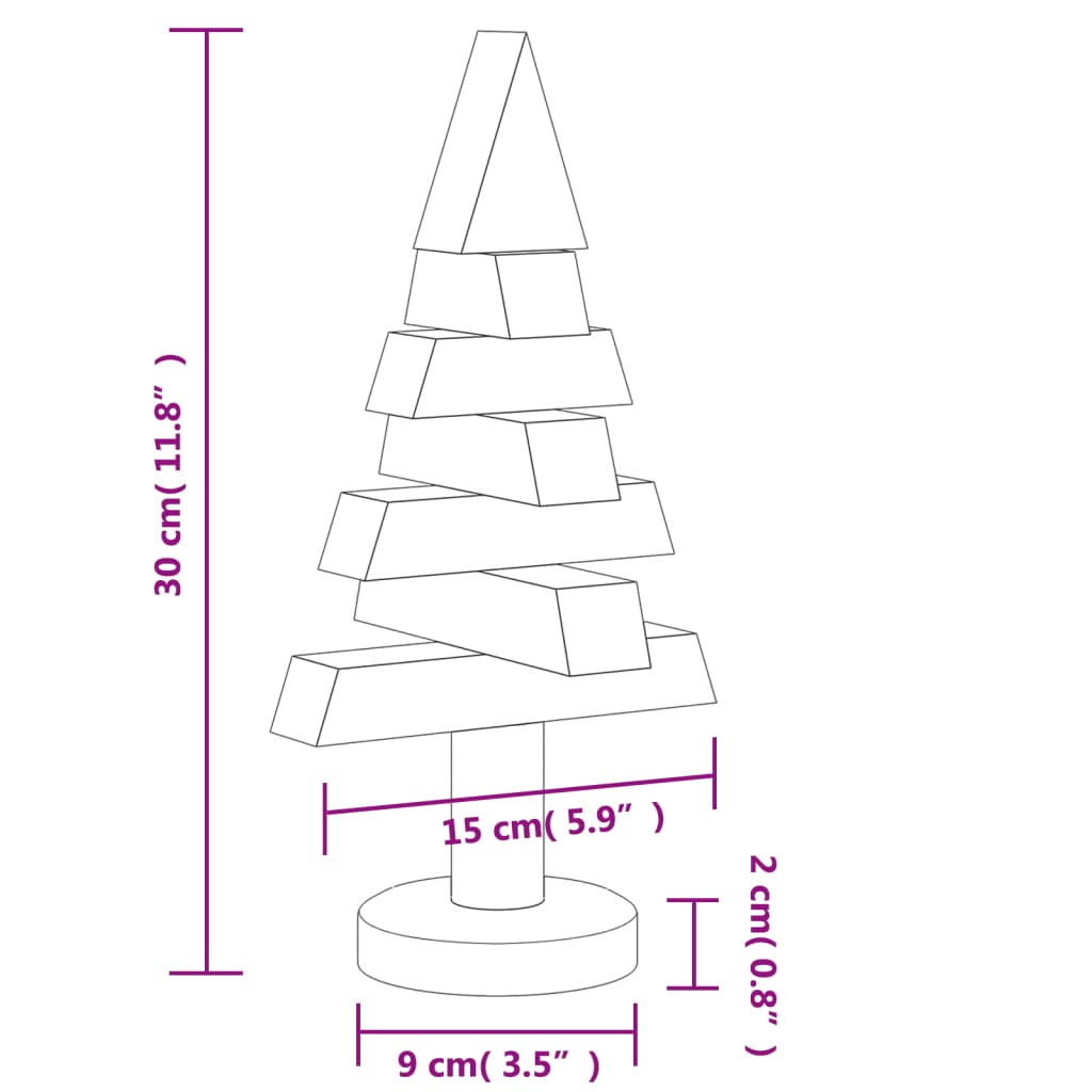 Juletre av tre til pynt 2 stk 30 cm heltre furu