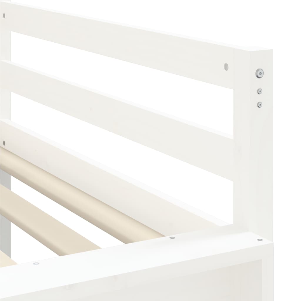 Køyeseng for barn med sklie hvit 80x200 cm heltre furu