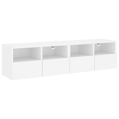 Veggmonterte TV-benker 2 stk hvit 60x30x30 cm konstruert tre